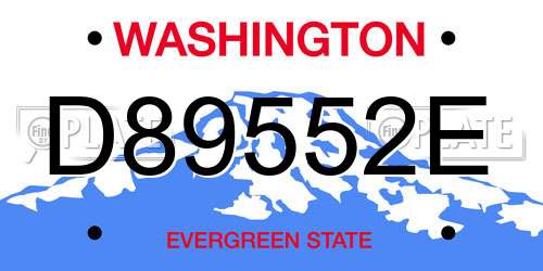 D89552E Washington License Plate