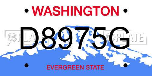 D8975G Washington License Plate