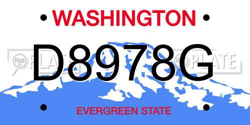 D8978G Washington License Plate