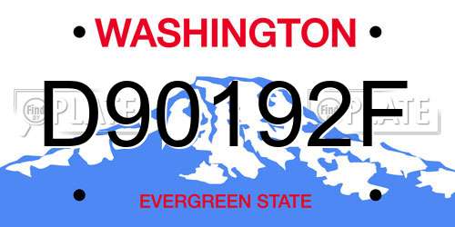 D90192F Washington License Plate