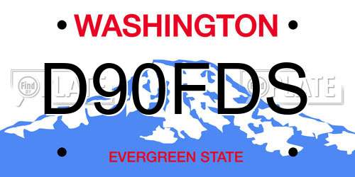 D90FDS Washington License Plate