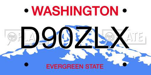 D90ZLX Washington License Plate