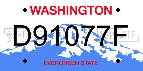 D91077F Washington License Plate