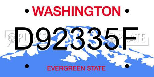 D92335F Washington License Plate