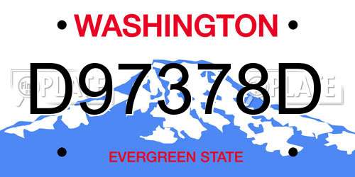 D97378D Washington License Plate
