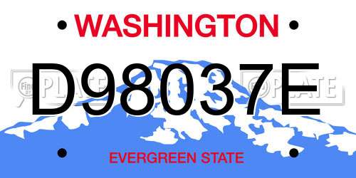D98037E Washington License Plate