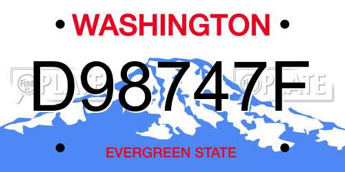 D98747F Washington License Plate