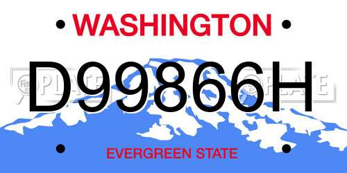 D99866H Washington License Plate