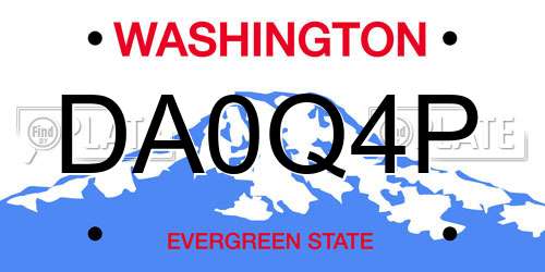 DA0Q4P Washington License Plate