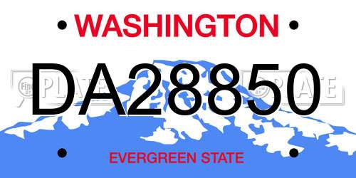 DA28850 Washington License Plate