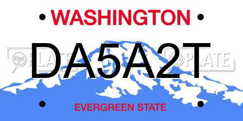 DA5A2T Washington License Plate