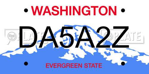 DA5A2Z Washington License Plate