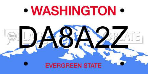 DA8A2Z Washington License Plate