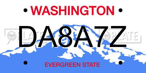 DA8A7Z Washington License Plate