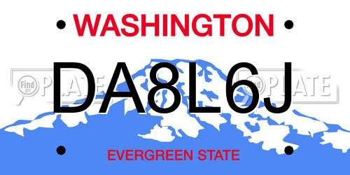 DA8L6J Washington License Plate