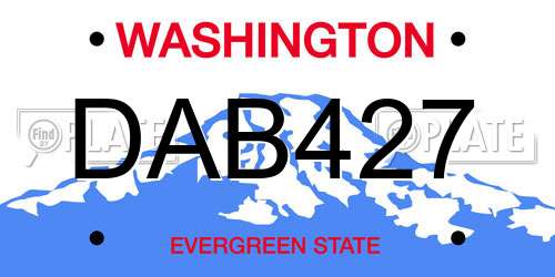 DAB427 Washington License Plate