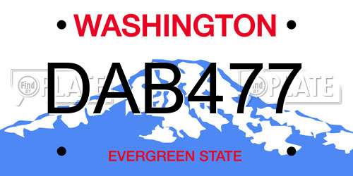 DAB477 Washington License Plate