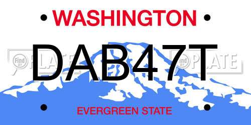 DAB47T Washington License Plate