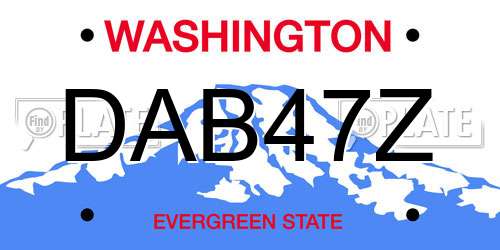 DAB47Z Washington License Plate
