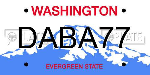 DABA77 Washington License Plate