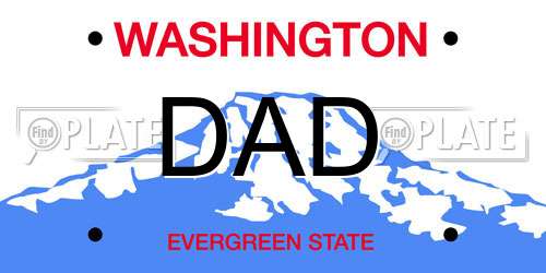 DAD Washington License Plate