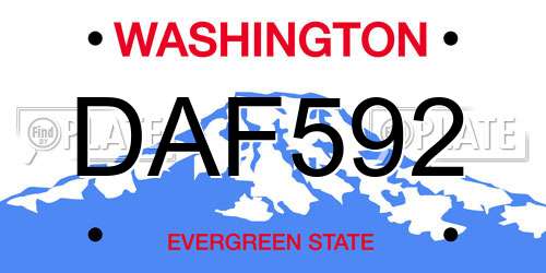 DAF592 Washington License Plate