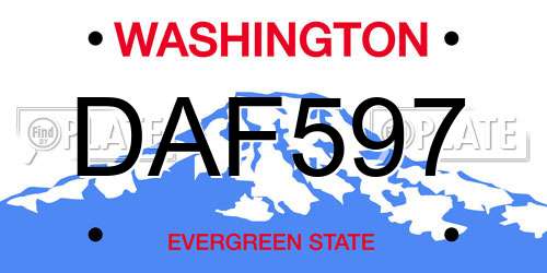DAF597 Washington License Plate
