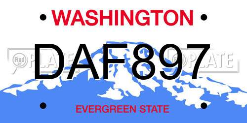 DAF897 Washington License Plate