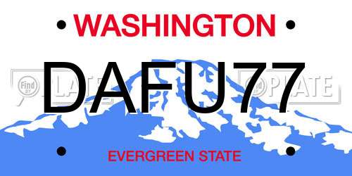 DAFU77 Washington License Plate