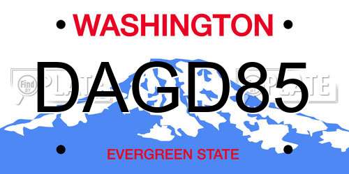 DAGD85 Washington License Plate