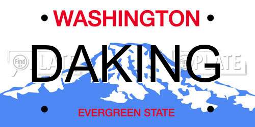 DAKING Washington License Plate