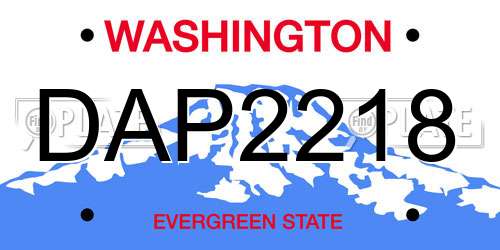 DAP2218 Washington License Plate