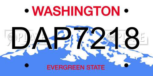 DAP7218 Washington License Plate