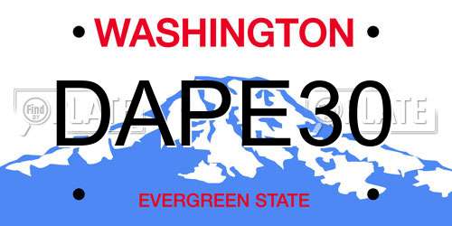 DAPE30 Washington License Plate