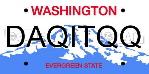 DAQITQQ Washington License Plate