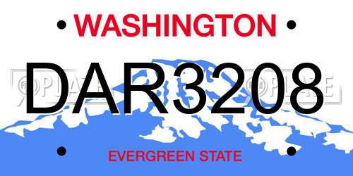 DAR3208 Washington License Plate