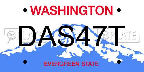 DAS47T Washington License Plate