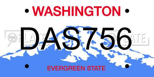 DAS756 Washington License Plate