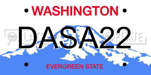 DASA22 Washington License Plate