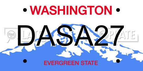 DASA27 Washington License Plate
