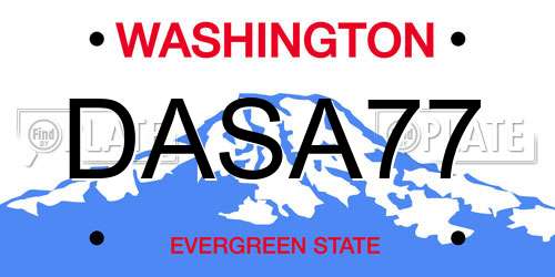 DASA77 Washington License Plate