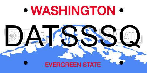 DATSSSQ Washington License Plate