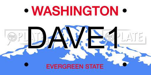DAVE1 Washington License Plate
