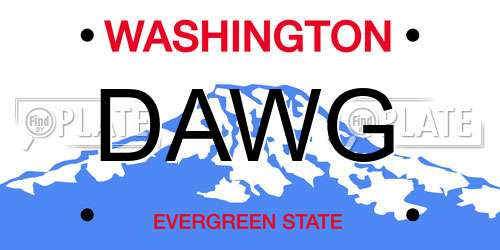 DAWG Washington License Plate