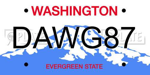 DAWG87 Washington License Plate