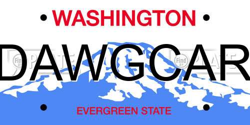 DAWGCAR Washington License Plate
