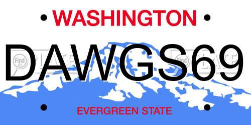 DAWGS69 Washington License Plate