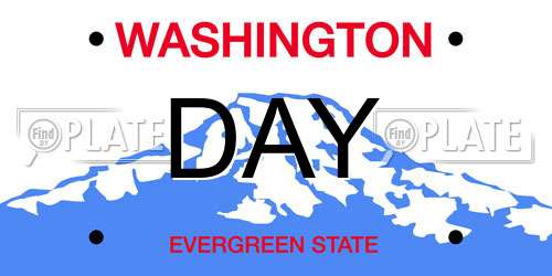 DAY Washington License Plate