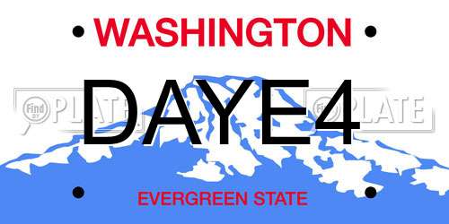 DAYE4 Washington License Plate