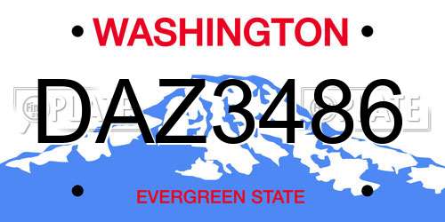 DAZ3486 Washington License Plate